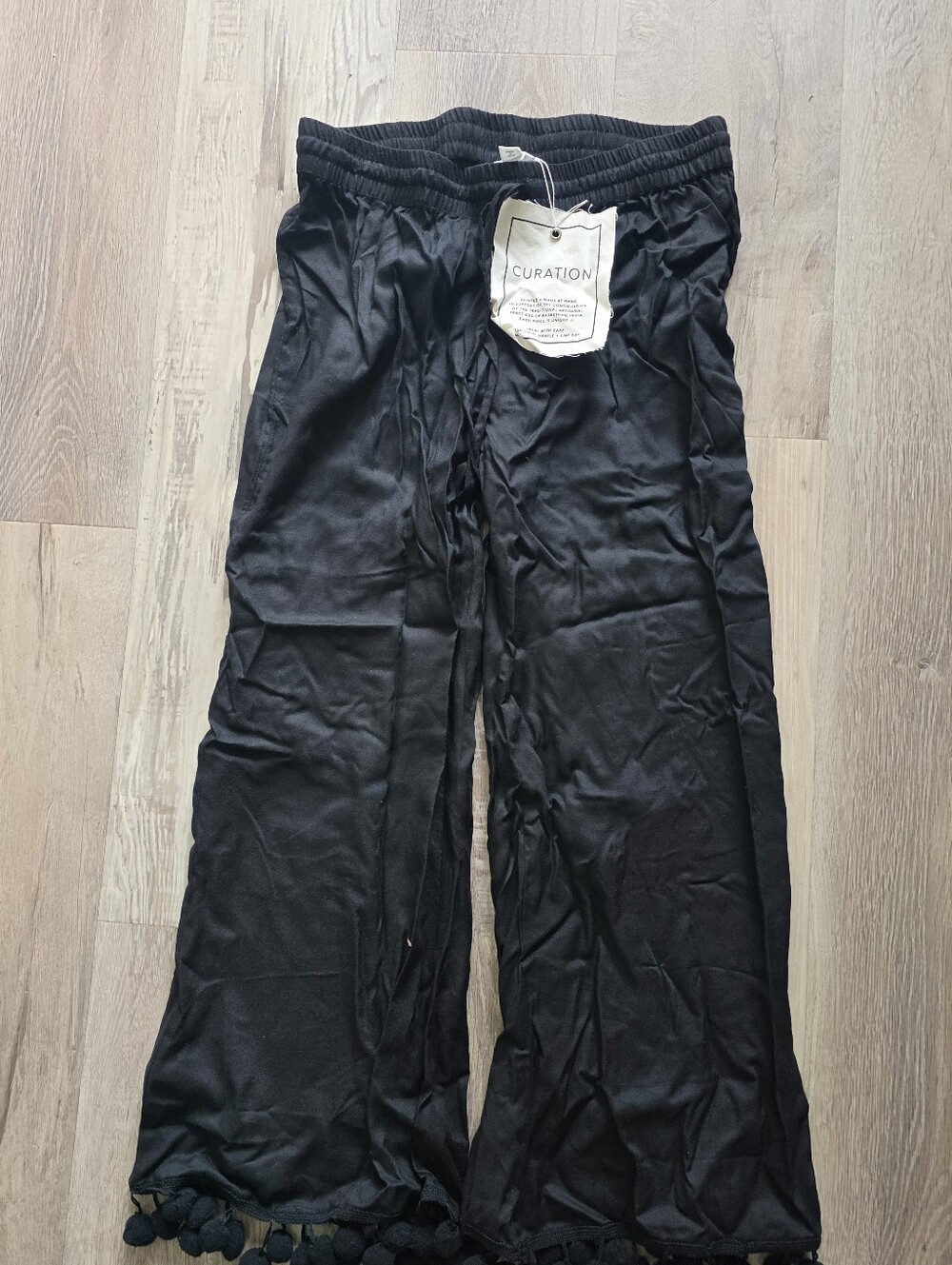 NWT Emerson Fry Curation Collection Black Pom Pom Pants Size S